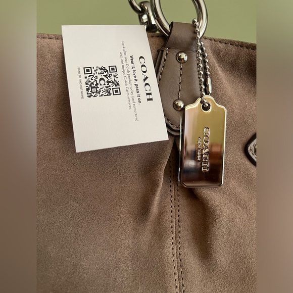 COACH Suede Taupe Tote Bag Silver hardware - Picture 7 of 13